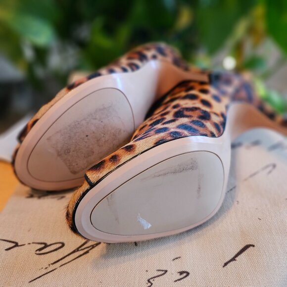 Halogen Leopard Print Calfskin Peep-Toe Booties - Picture 2 of 8